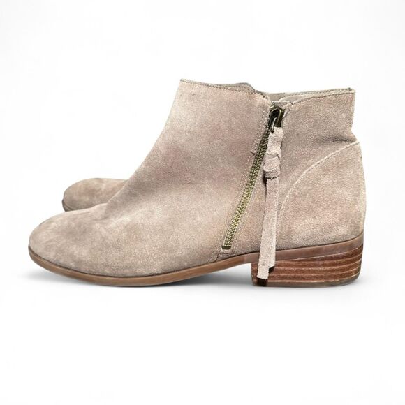 Sole Society Women’s 11 Gray Suede Ankle Boots Side Zip Low Heel Leather Upper - Picture 2 of 7